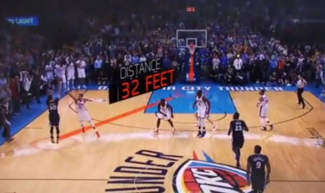 NBA常规赛收官战，库里三分绝杀雷霆，勇士锁定西部第三